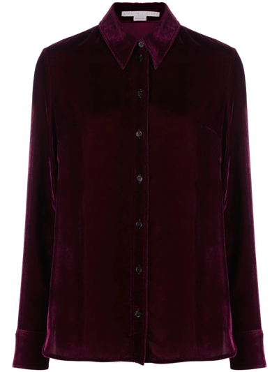 Stella Mccartney Velvet Button-up Shirt In Red