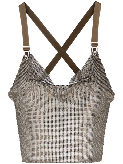 Poster Girl Neutral Bambi Chain Mail Crop Top In Neutrals