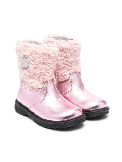 Monnalisa Kids' Logo-patch Ankle Boots In Light Pink