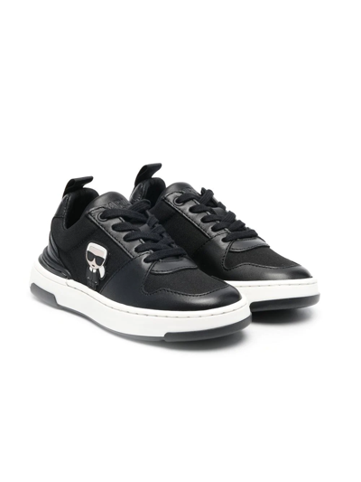 Karl Lagerfeld Kids' Ikonik-karl Motif Low-top Sneakers In Black