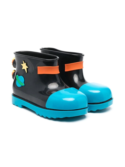 Mini Melissa Kids' Patch-detail Ankle Rain Boots In Black