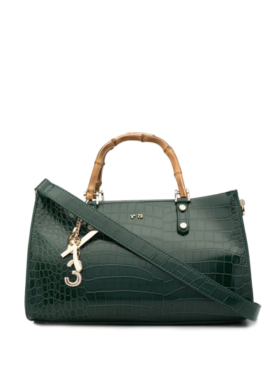 V73 Bamboo Handle Tote Bag In Green