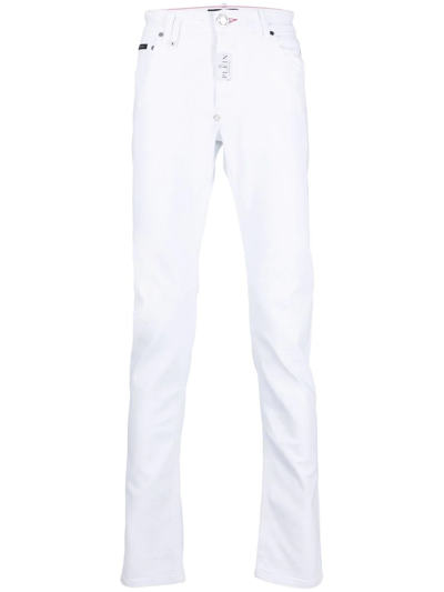 Philipp Plein Logo-patch Slim-cut Jeans In White