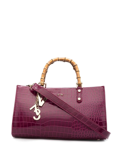 V73 Bamboo Handle Tote Bag In Pink