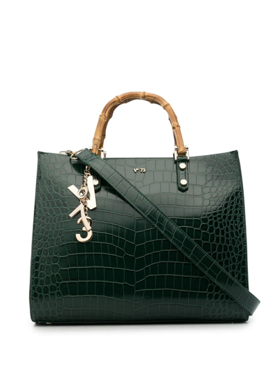 V73 Logo Bamboo-handle Tote In Green