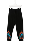 Marcelo Burlon County Of Milan Black Trousers With Multicolor Print In Black
