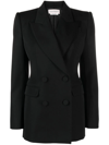 Alexander Mcqueen Double-breasted Wool Blazer In Black