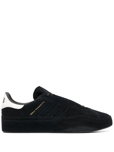 Y-3 Gazelle Leather-trimmed Suede Sneakers In Black