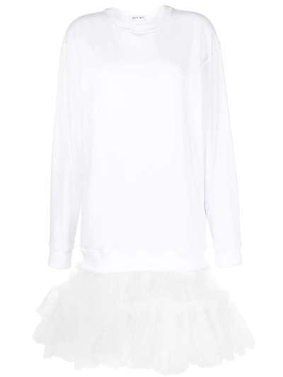Act N°1 Sweatshirt Tulle-skirt Dress In White