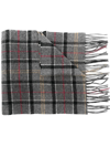 Barbour Fringed Tartan Lambswool Scarf In Grey