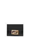 Versace Greca Goddess Crocodile-embossed Cardholder In Black