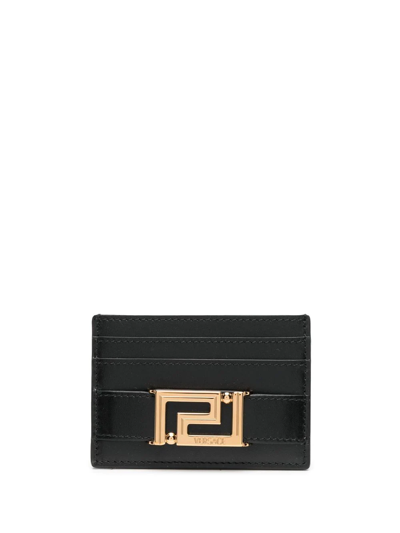 Versace Logo Plaque Cardholder In Black