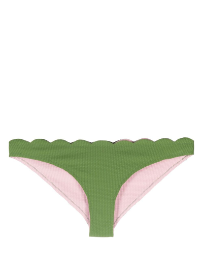Marysia Santa Barbara Reversible Scalloped Seersucker Bikini Briefs In Green