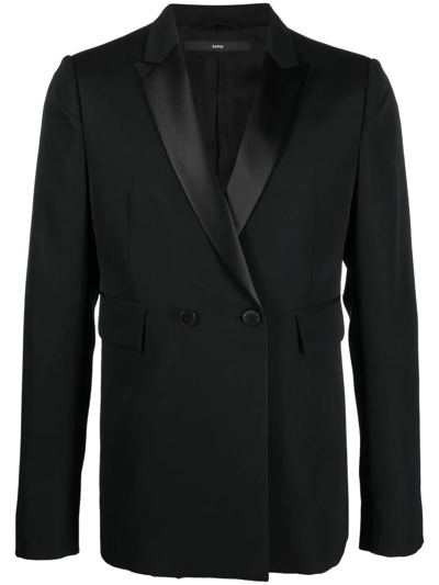 Sapio Double-breasted Blazer In Black