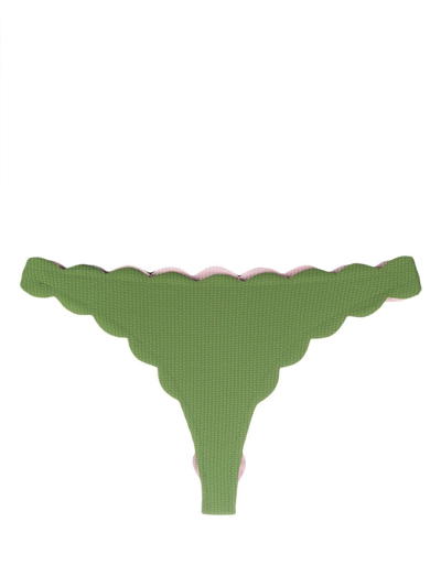 Marysia Antibes Scallop-edge Bikini Bottoms In Green