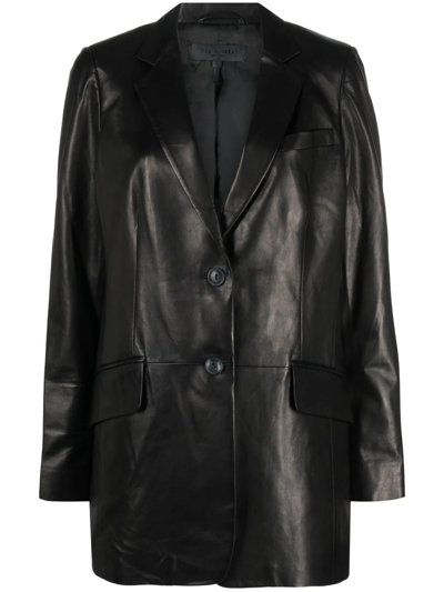 Rag & Bone Lambskin Single-breasted Blazer In Black