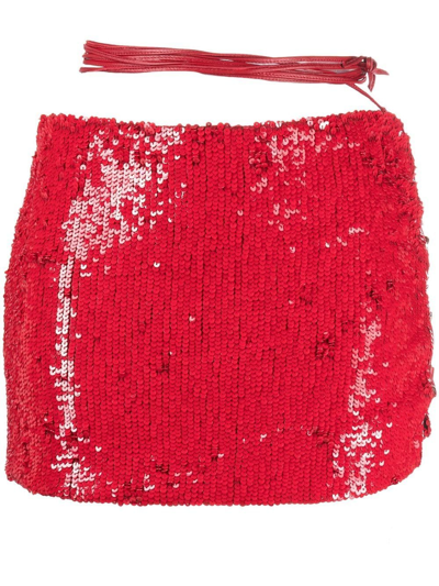 The Mannei Melilla Sequined Mini Skirt In Red