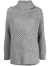 Malo Roll-neck Knitted Jumper In Grey