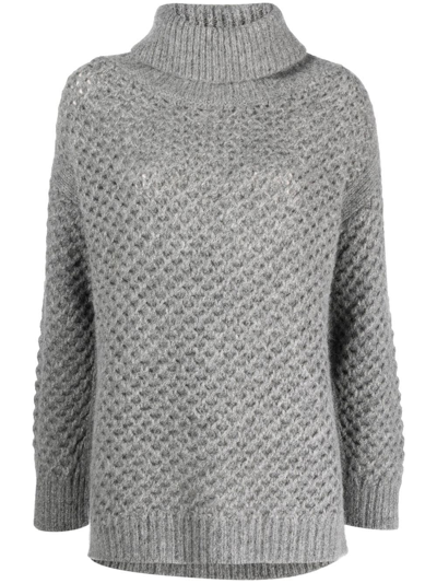 Malo Roll-neck Knitted Jumper In Grey