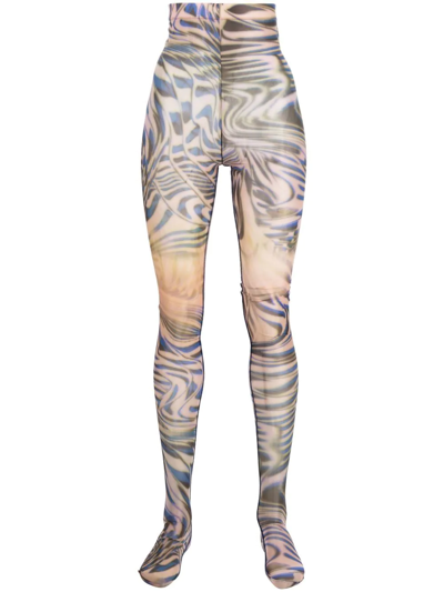 Diesel P-koll Abstract-print Leggings In Neutrals