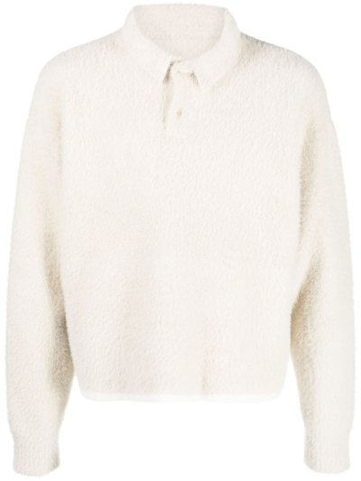 Jacquemus White Le Polo Neve Knit Sweater In Neutrals