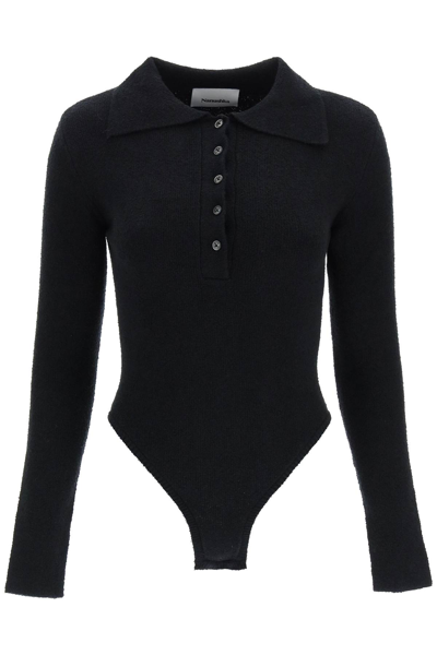 Nanushka Jonelle Organic Cotton Terry Bodysuit In Black