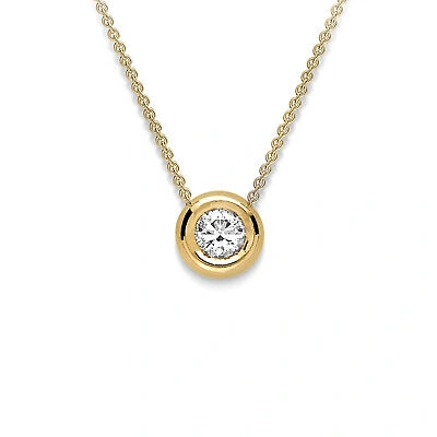 Pre-owned Jewelco London 18ct Gold Diamond Donut Bezel Slider Solitaire Necklace 0.9mm 18"
