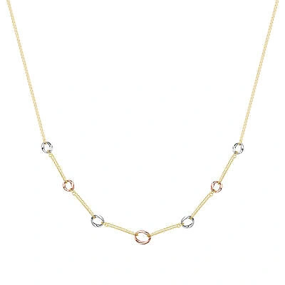 Pre-owned Jewelco London 9ct 3 Colour Gold Donut Link Double Trace Chain Necklace 17" 43cm