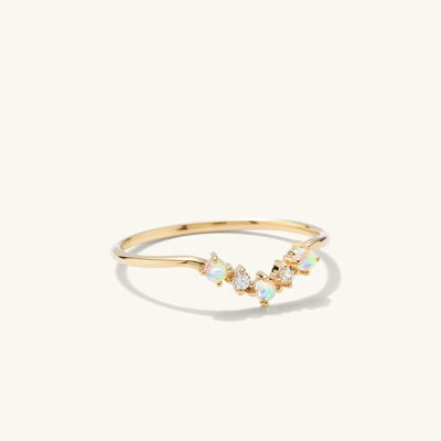 Mejuri Opal And White Sapphire Wishbone Ring In Yellow ModeSens