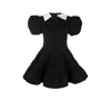 Shushu-tong Black Puff Sleeve Tiered Mini Dress In Black