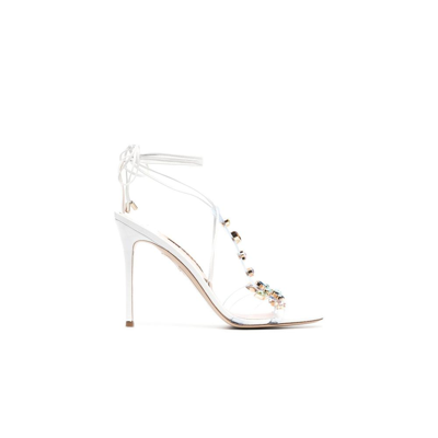Sophia Webster Camille 100 Croc-embossed Crystal-embellished Ankle-wrap Sandals In White