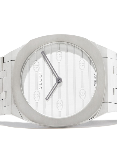 Gucci 25h Stainless Steel Watch In Silver