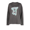 We11 Done Grey Colourful Teddy Print Long Sleeve Cotton T-shirt In Grey