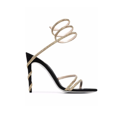 René Caovilla Margot Crystal-embellished Spiral Sandals In Black