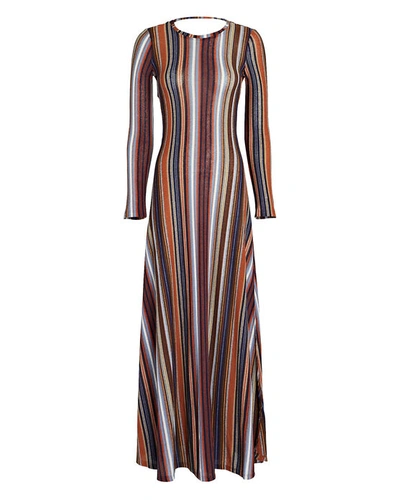 Something Navy Cut-out Striped Reversible Maxi Dress In Multi