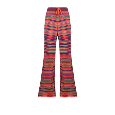 Marques' Almeida Orange Striped Ribbed Knit Trousers In Multi Stripe