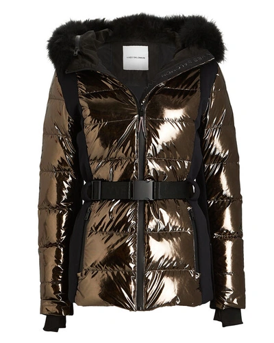Yves Salomon Shearling-trimmed Quilted Down Coat In Black
