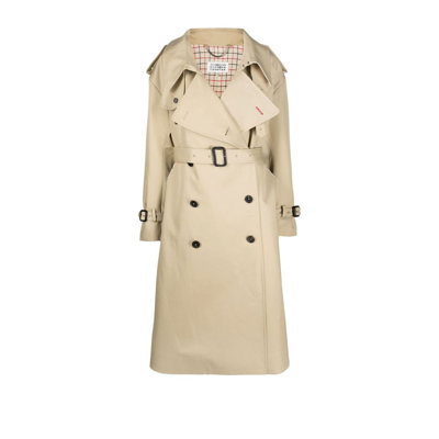 Maison Margiela Oversize Cotton Gabardine Trench Coat In Neutrals