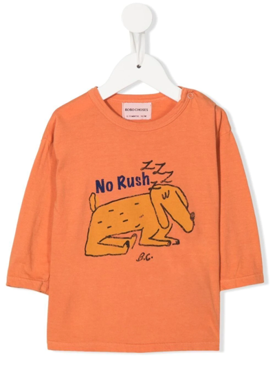 Bobo Choses Babies' 图案印花长袖t恤 In Orange