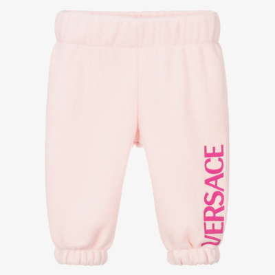 Versace Babies' Girls Pink Fleece Logo Joggers