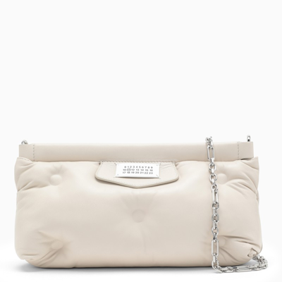 Maison Margiela Glam Slam Small Cross-body Bag In Light Grey Leather In Beige