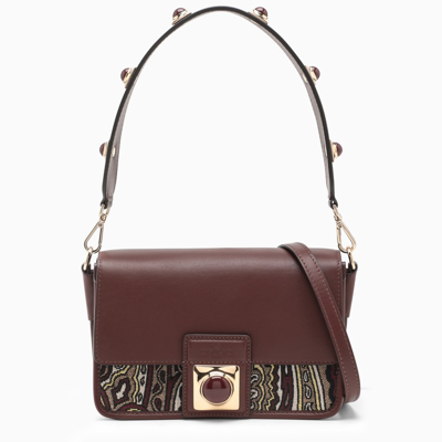 Etro Burgundy Shoulder Bag With Paisley Embroidery In Multicolor