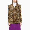 DRIES VAN NOTEN LEOPARD PRINT VELVET DOUBLE-BREASTED JACKET