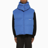 Off-white Blue Sleeveless Padded Jacket With Logo In Blue