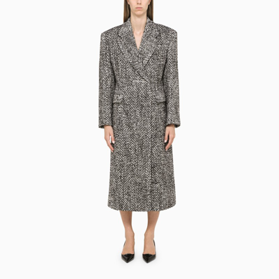 Prada Double-breasted Coat In Multi