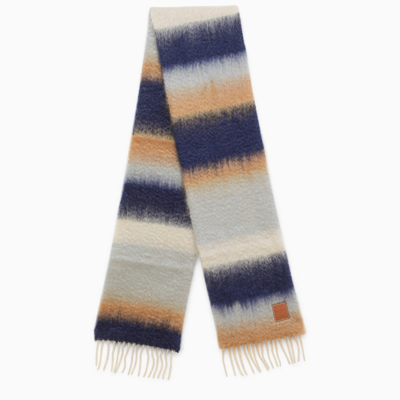 Loewe Navy/multicolour Colour-block Scarf In Multicolor