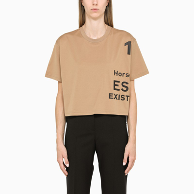 Burberry Camel-coloured T-shirt With Horseferry Print