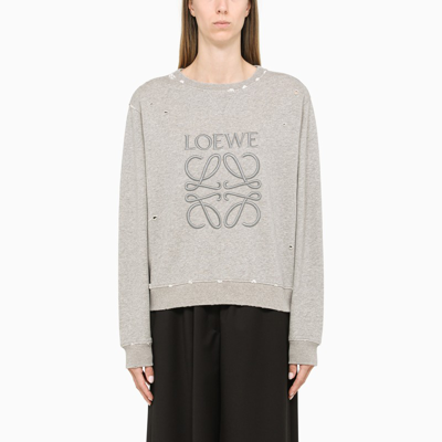 Loewe Crew Neck Sweatshirt With Anagram Logo In Grey