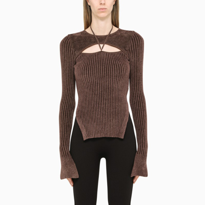 Andrea Adamo Nude-coloured Top In Brown