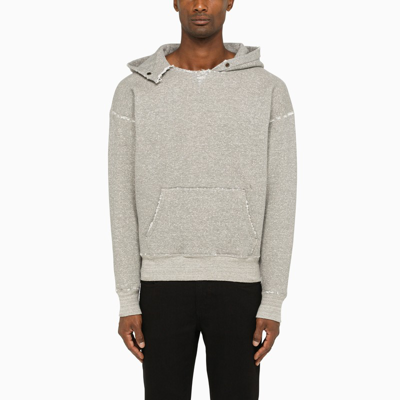 Saint Laurent Ysl Universite Distressed Grey Hoodie